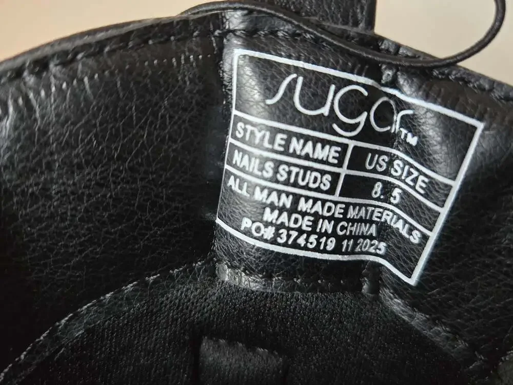 Sugar Nails Studs Women's Western Boots Black Flame Pattern Size 8.5M
